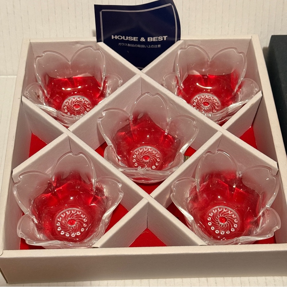 Hoya House of Best 24% Lead crystal 5 Piece Sorbet cups Elegant timeless decor